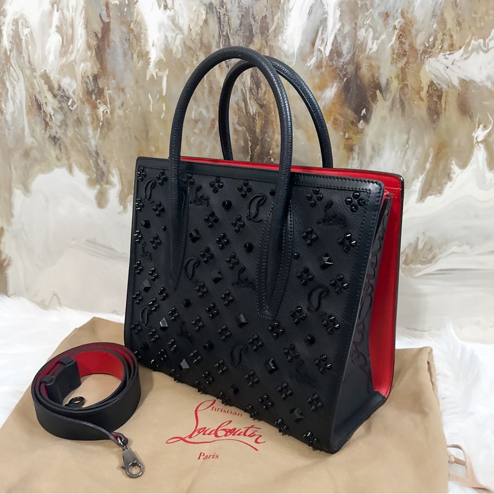 Christian Louboutin Black Studded Paloma Tote Bag w Strap